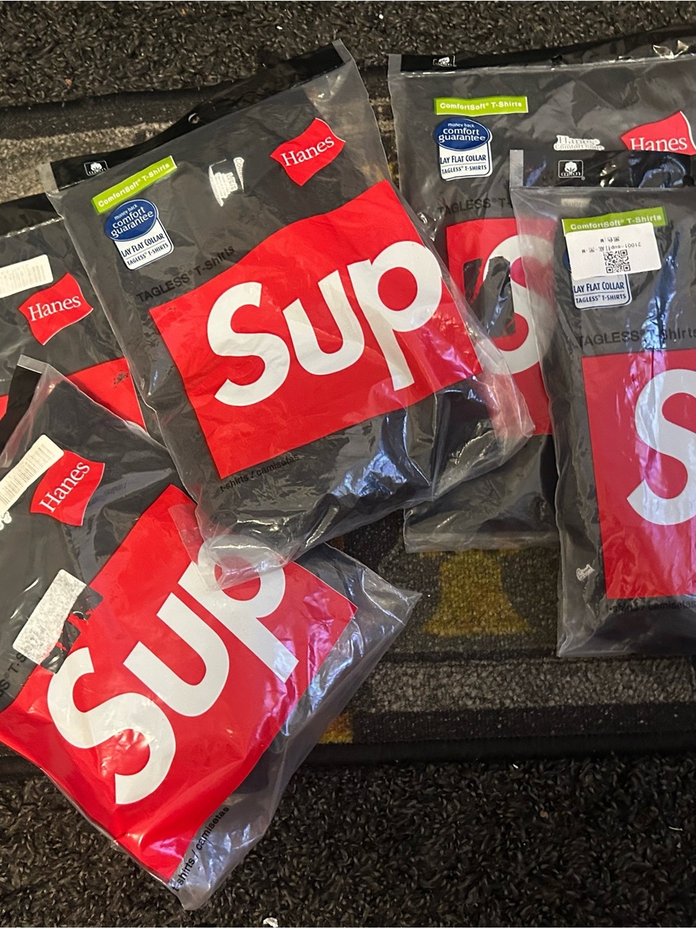 Hanes Black Undershirt with Red and White Graphic - Pack